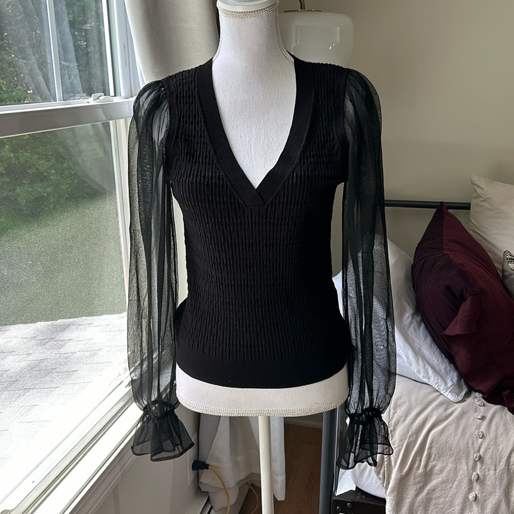 Anthropologie Maeve Sweater Blouse Black Medium